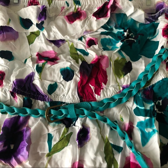 Floral Maxi Strapless Dress with Belt - Picture 4 of 7